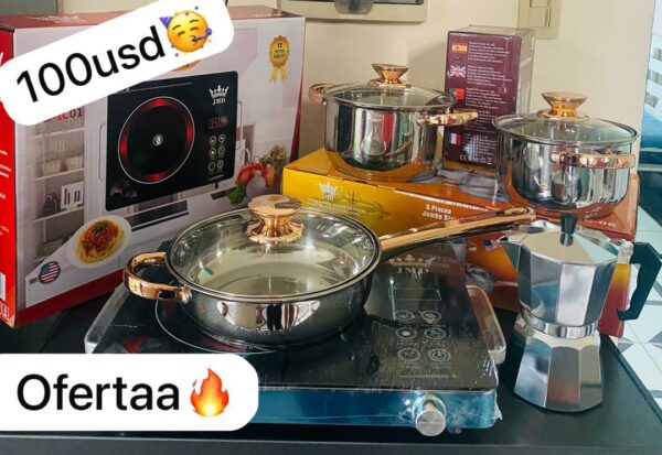 SET de Calderos, Cafetera y Fogón de Inducción